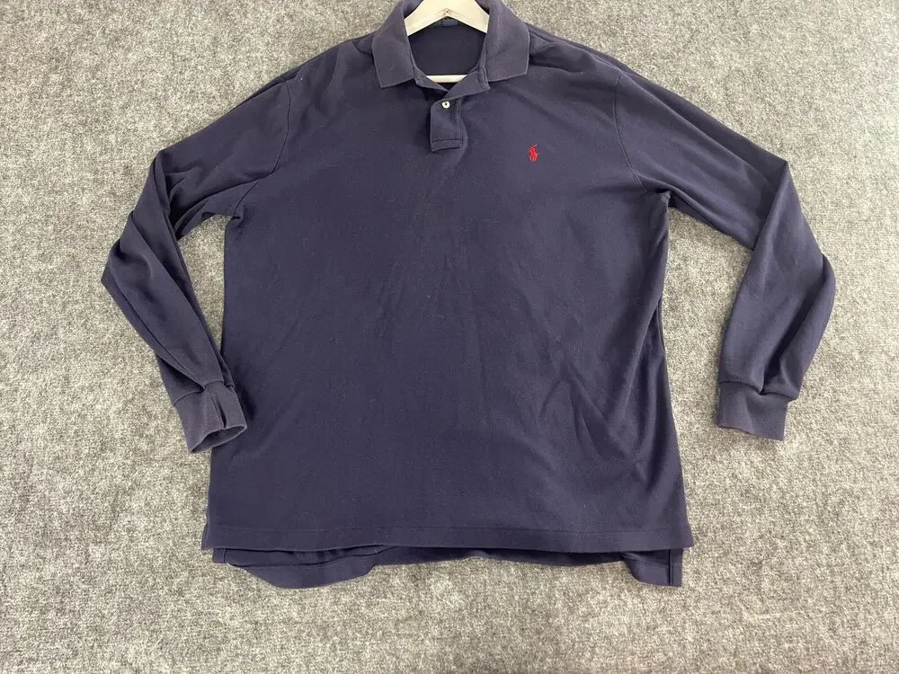 Polo Ralph Lauren Polo Shirt Mens Large Blue Sweater Pullover Long Sleeve N73